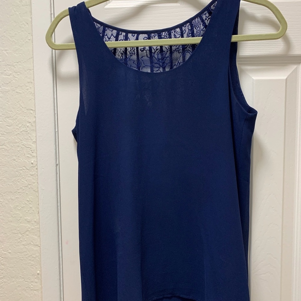 Naked Zebra Navy Top with back lace detail